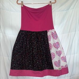 K Pea Originals Crisp Cotton Yoga Waist Hearts and Arrows Circle Skirt Sz Large